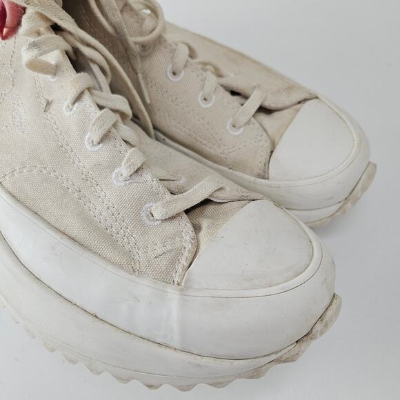 Converse Run Star Hike Embroidered Canvas Platform High Top Women 12 Ivory Lug - Picture 9 of 11